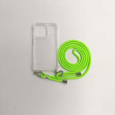CELLECT iPhone 15 Pro TPU+PC Átlát.tok,Neon Zöld zsinórral tok és táska