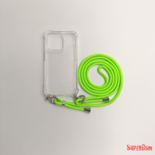 CELLECT iPhone 15 TPU+PC Átlát.tok,Neon Zöld zsinórral tok és táska
