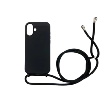CELLECT iPhone 16 Plus TPU+PC Feket tok,Fekete zsinórral tok és táska