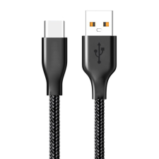 CELLECT Szövetborítású USB apa - USB-C apa Adat- és töltőkábel 1m - Fekete kábel és adapter
