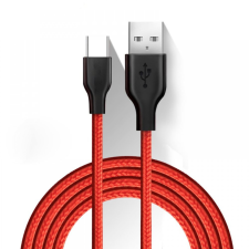 CELLECT USB-A - Type-C szövetborítású adatkábel 1m piros-fekete (MDCU-TEXT-TYPEC-R) kábel és adapter