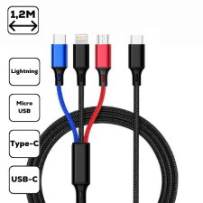 CELLECT USB-C apa - USB-C/Lightning/Micro-USB apa töltő kábel - Fekete (1.2m) (5999112876120) kábel és adapter