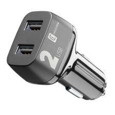 CELLULARLINE autós töltő 2 USB aljzat (9V / 2000 mA, 2 x 12W, gyorstöltés támogatás) FEKETE (CBRUSB224WK) (CBRUSB224WK) mobiltelefon kellék