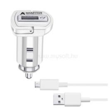 CELLULARLINE autós töltő USB aljzat (15W, gyorstöltő + microUSB kábel) FEHÉR (CBRSMKIT15WMUSBW) mobiltelefon kellék