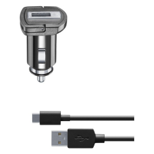 CELLULARLINE autós töltő USB aljzat (5V / 2000 mA, 10W, adaptív gyorstöltés támogatás + Type-C kábel) FEKETE (CBRKIT10WTYCK) (CBRKIT10WTYCK) mobiltelefon kellék