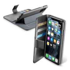CELLULARLINE BOOK AGENDA tok álló, bőr hatású (FLIP, oldalra nyíló, asztali tartó funkció, RFID védelem) FEKETE [Apple iPhone 11 Pro] tok és táska