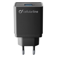 CELLULARLINE hálózati töltő USB aljzat (5V / 3000 mA, 18W, PD gyorstöltés támogatás, QI töltő kompatibilis ) FEKETE | AC mobiltelefon kellék