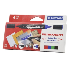 Centropen Permanent marker készlet, 1mm,/1-4mm, kéthegyű Centropen 1666, 4 klf. szín filctoll, marker