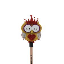  Ceruza figura Bagoly sárga piros korona 25cm ceruza