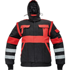 Cerva Max Winter téli munkavédelmi kabát fekete/piros színben