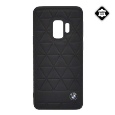 Cg mobile BMW HEXAGON műanyag telefonvédő (valódi bőr bevonat, háromszög minta) FEKETE Samsung Ga... tok és táska