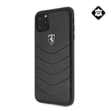 Cg mobile Ferrari Scuderia műanyag telefonvédő (valódi bőr hátlap) FEKETE Apple iPhone 11 Pro Max tok és táska