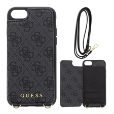 Cg mobile Guess 4g crossbody m&#369;anyag telefonvéd&#337; (kihajtható textil hátlap, kártyazseb + nyakpánt) szürke guhci8cb4gg tok és táska