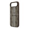 Cg mobile GUESS 4G PRINTED STRIPES szilikon telefonvédő (ütésállóság, bőr hatású hátlap, MagSafe) SÖTÉTBARNA (GUHMP17MP4RPSW)