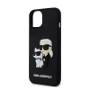 Cg mobile KARL LAGERFELD 3D RUBBER KARL AND CHOUPETTE szilikon telefonvédő (ütésállóság, légpárnás sarok, műanyag hátlap) FEKETE Apple iPhone 13