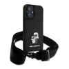 Cg mobile KARL LAGERFELD SAFFIANO CROSSBODY STRAP METAL KARL AND CHOUPETTE szilikon telefonvédő (ütésállóság, nyakpánt) FEKETE Apple iPhone 16 Plus (KLHCP16MSAKCPBK) (KLHCP16MSAKCPBK)