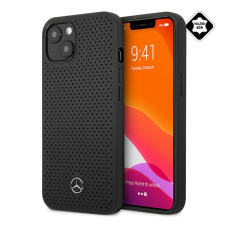 Cg mobile MERCEDES-BENZ LEATHER PERFORATED műanyag telefonvédő (valódi bőr hátlap, lyukacsos) FEKETE Apple iPhone 13 tok és táska