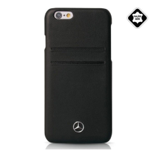 Cg mobile MERCEDES-BENZ műanyag telefonvédő, valódi bőr (bankkártya tartó) FEKETE [Apple iPhone 6S Plus 5.5] tok és táska