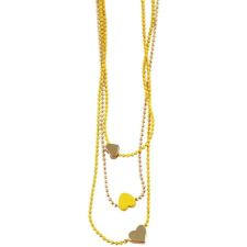 ChamCham Arany és sárga színű divat nyaklánc szív motívummal, 45 cm nyaklánc
