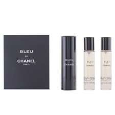Chanel - Bleu de Chanel (Twist &amp; Spray) 3 x 20 ml (utántöltő + tok) kozmetikai ajándékcsomag