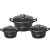 Cheffinger 3 db-os serpenyős készlet fedővel CF-DIAC03-BLK, márvány bevonat, 20-24-28cm/2L-3.5L-5.7L, tapadásmentes