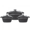 Cheffinger 3 db-os serpenyős készlet fedővel CF-SQC01, márvány bevonat, 20-24-28cm/2L-3.5L-5.7L, tapadásmentes