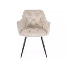  Cherry Velvet Bársony Étkezőszék Világos Bézs Fekete Fém Lábakkal bútor