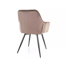  Cherry Velvet Cappuccino Bársony Étkezőszék Fekete Fém Lábakkal bútor