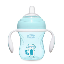Chicco Átmeneti Pohár Első tréning pohár puha cumival 4 hó+ Fiú, 200ml babaétkészlet
