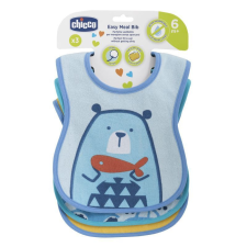 Chicco Easy Meal Bib - frottír előke vízálló hátlappal 3db-os kék babaétkészlet
