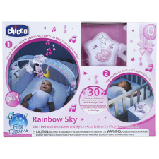 Chicco Rainbow Sky kiságy játékhíd és éjszakai fény elemes 0+ rózsaszín éjjeli fény
