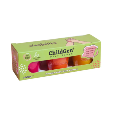 ChildGen 100% természetes 3 db-os gyurma készlet visszazárható tégelyben - sárga, rózsaszín, narancssárga kreatív és készségfejlesztő