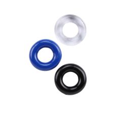 Chisa Novelties Donut Rings - vízálló péniszgyűrű (kék-fekete-átlátszó) péniszgyűrű