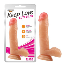 Chisa Novelties Keep Love Cute Dildo - letapasztható, herés, vízálló, élethű dildó - 17,8 cm (testszínű) műpénisz, dildó