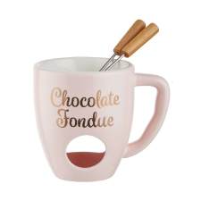 CHOCOLATE FONDUE fondue bögre 2 villával, rózsaszín bögrék, csészék