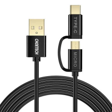 CHOETECH USB-A - USB-C/Micro USB kábel 1.2m fekete (XAC-0012-101BK) (XAC-0012-101BK) kábel és adapter