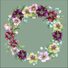 Christmas Rose Green papírszalvéta 33x33cm, 20db-os konyhai eszköz