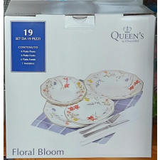 Churchill Floral Blooms 19 részes kerámia étkészlet tányér és evőeszköz