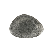 Churchill »Raku« »Quartz Black« lapos tányér, háromszög alakú, hossza: 356 mm tányér és evőeszköz
