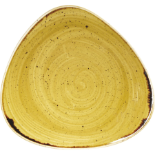 Churchill »Stonecast« »Mustard Seed Yellow« lapos tányér, háromszög, ø: 229 mm tányér és evőeszköz