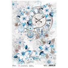 Ciao Bella Elegance of Blue Rizspapír A4 Snowy Time Rice Paper (1 ív) decoupage papír