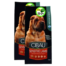 Cibau Sensitive Adult Lamb Medium&maxi 2x12+2kg kutyaeledel