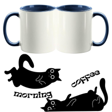  Cicás reggeli kávé, kétoldalas fényképes bögre - 1 db bögrék, csészék