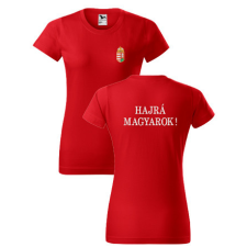  Címer+HAJRÁ MAGYAROK piros, NŐI póló XL női póló