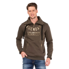 Cipo &amp; Baxx DIVATOS FÉRFI KAPUCNIS PULÓVER CL324 KHAKI férfi pulóver, kardigán