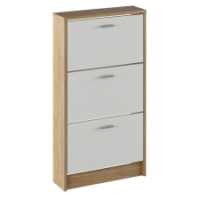  Cipősszekrény, 3 soros, sonoma tölgy/fehér, MOBI 13 bútor