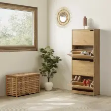  Cipősszekrény 63x24x150cm barna FUR1347-1 bútor