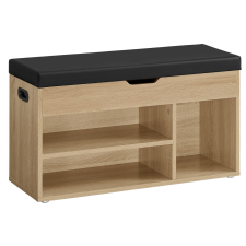  Cipőtartó pad fekete eko bőr ülőkével WESO SONOMA 80x30x44 cm bútor