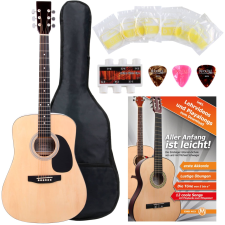 Classic Cantabile Akusztikus Gitár Starter-Set  5 Részes Tartozékszetttel Együtt  Natúr  Natúr gitár és basszusgitár