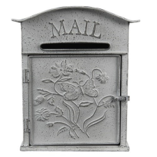 Clayre & EEf Fém postaláda virágos-pillangós 26x10x31cm,szürke postaláda